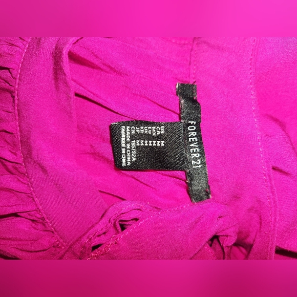 Y2k Forever 21 Hot Pink Fuschia Tie Sleeve Halter Top Size Medium M - Picture 4 of 4